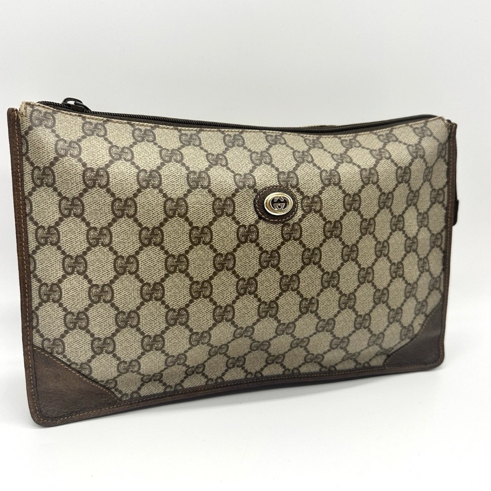 #34. Vintage Gucci Supreme Clutch GG Canvas Bag Authentic - Picture 2 of 14